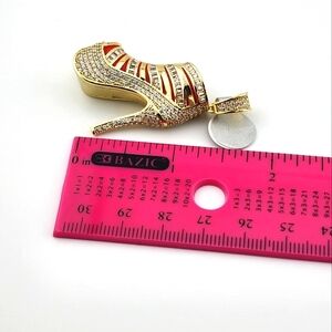 Glam Rhinestone Stiletto Pendant in Gold-Finished 925 Sterling Silver